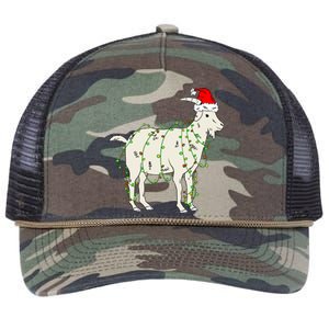 Funny Goat In Tangled Christmas Lights Santa Claus Hat Retro Rope Trucker Hat Cap