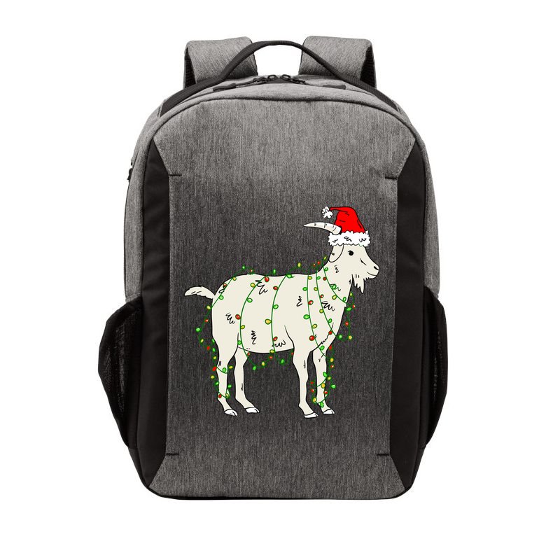 Funny Goat In Tangled Christmas Lights Santa Claus Hat Vector Backpack