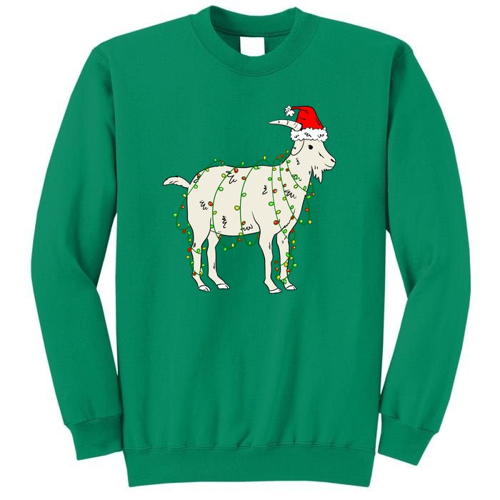 Funny Goat In Tangled Christmas Lights Santa Claus Hat Sweatshirt