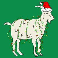 Funny Goat In Tangled Christmas Lights Santa Claus Hat T-Shirt