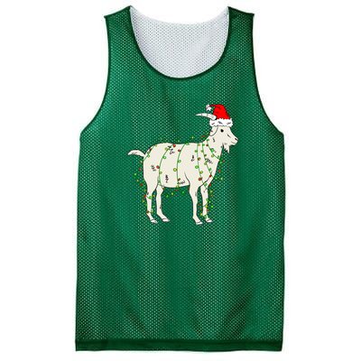 Funny Goat In Tangled Christmas Lights Santa Claus Hat Mesh Reversible Basketball Jersey Tank