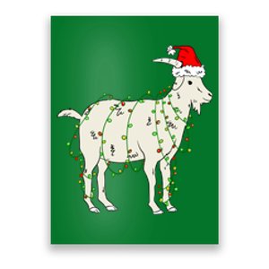 Funny Goat In Tangled Christmas Lights Santa Claus Hat Poster