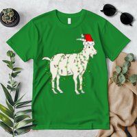 Funny Goat In Tangled Christmas Lights Santa Claus Hat Premium T-Shirt