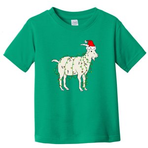 Funny Goat In Tangled Christmas Lights Santa Claus Hat Toddler T-Shirt