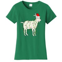 Funny Goat In Tangled Christmas Lights Santa Claus Hat Women's T-Shirt