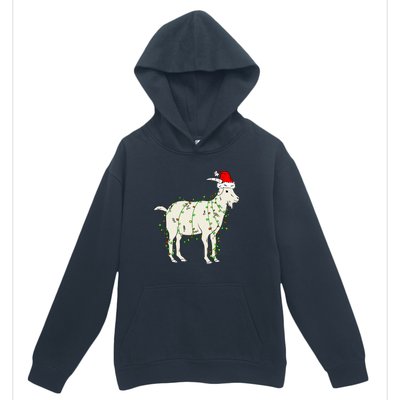 Funny Goat In Tangled Christmas Lights Santa Claus Hat Urban Pullover Hoodie