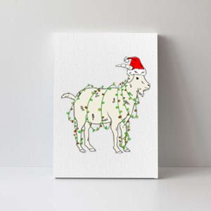 Funny Goat In Tangled Christmas Lights Santa Claus Hat Canvas