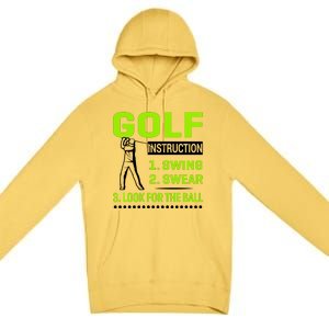 Funny Golf Instructions Premium Pullover Hoodie