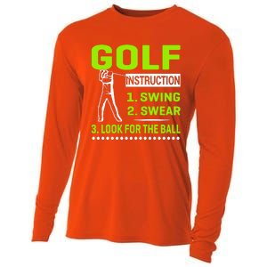 Funny Golf Instructions Cooling Performance Long Sleeve Crew