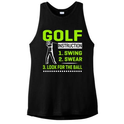 Funny Golf Instructions Ladies PosiCharge Tri-Blend Wicking Tank