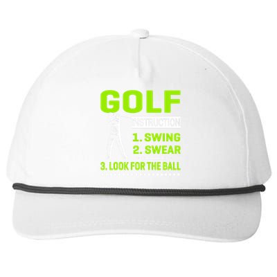 Funny Golf Instructions Snapback Five-Panel Rope Hat