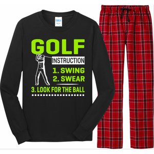 Funny Golf Instructions Long Sleeve Pajama Set