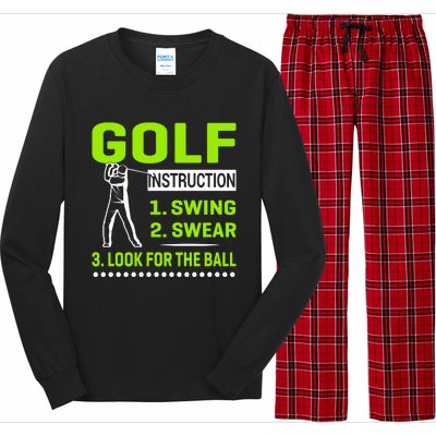 Funny Golf Instructions Long Sleeve Pajama Set