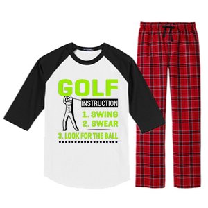 Funny Golf Instructions Raglan Sleeve Pajama Set