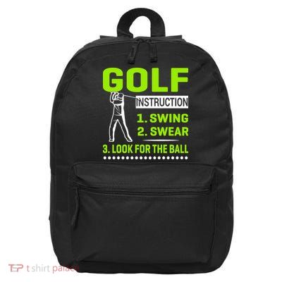 Funny Golf Instructions 16 in Basic Backpack