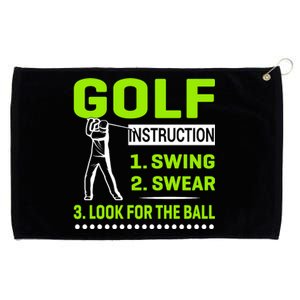 Funny Golf Instructions Grommeted Golf Towel