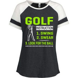 Funny Golf Instructions Enza Ladies Jersey Colorblock Tee