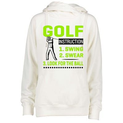 Funny Golf Instructions Womens Funnel Neck Pullover Hood