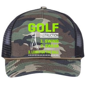 Funny Golf Instructions Retro Rope Trucker Hat Cap