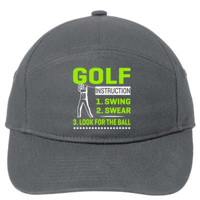 Funny Golf Instructions 7-Panel Snapback Hat