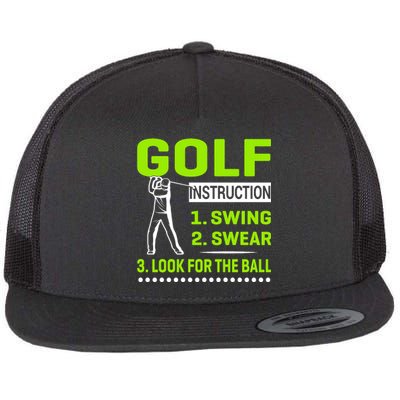 Funny Golf Instructions Flat Bill Trucker Hat