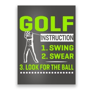 Funny Golf Instructions Poster