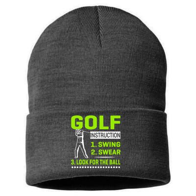 Funny Golf Instructions Sustainable Knit Beanie