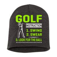 Funny Golf Instructions Short Acrylic Beanie