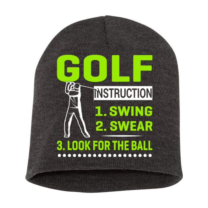 Funny Golf Instructions Short Acrylic Beanie