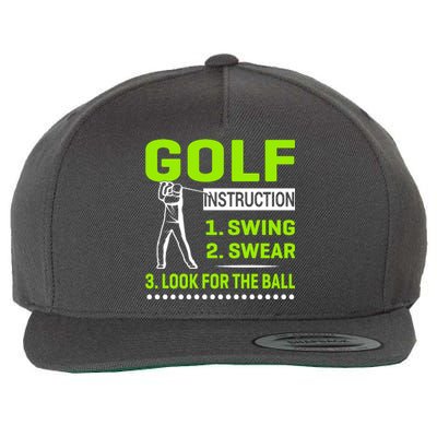 Funny Golf Instructions Wool Snapback Cap