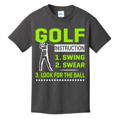 Funny Golf Instructions Kids T-Shirt