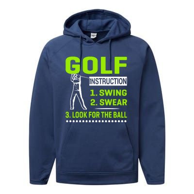 Funny Golf Instructions Performance Fleece Hoodie