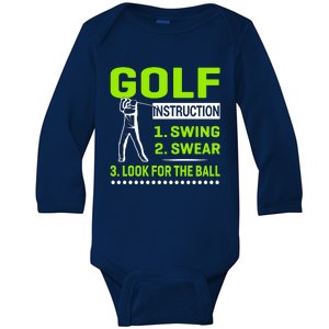 Funny Golf Instructions Baby Long Sleeve Bodysuit