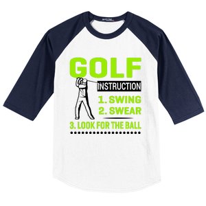 Funny Golf Instructions Baseball Sleeve Shirt