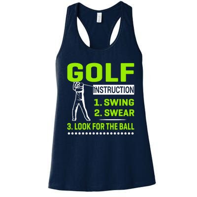 Funny Golf Instructions Women's Racerback Tank