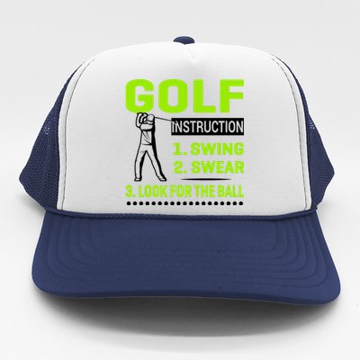 Funny Golf Instructions Trucker Hat