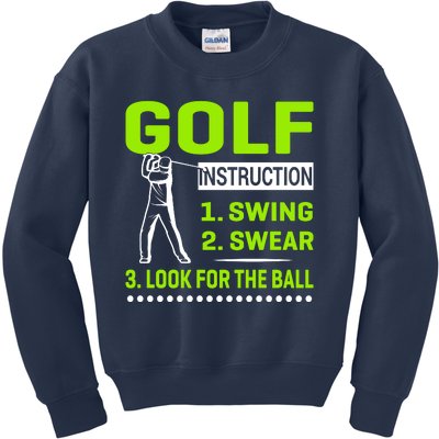 Funny Golf Instructions Kids Sweatshirt