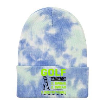 Funny Golf Instructions Tie Dye 12in Knit Beanie