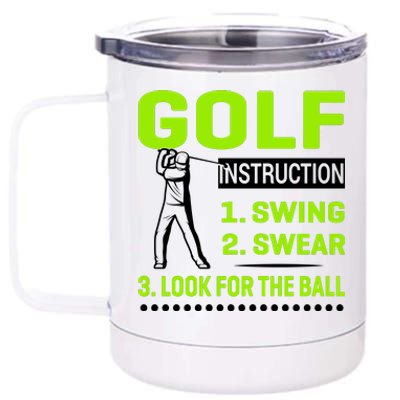 Funny Golf Instructions 12 oz Stainless Steel Tumbler Cup