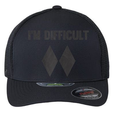 Funny Gift I'm Difficult Double Black Diamond Ski Snowboard Gift Flexfit Unipanel Trucker Cap