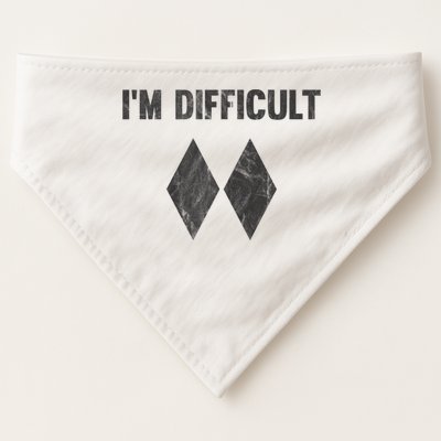 Funny Gift I'm Difficult Double Black Diamond Ski Snowboard Gift USA-Made Doggie Bandana