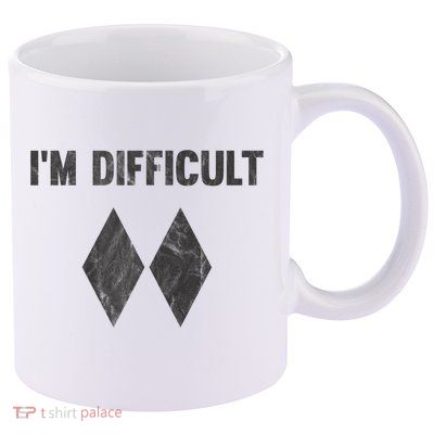 Funny Gift I'm Difficult Double Black Diamond Ski Snowboard Gift 11oz C Handle Ceramic Mug