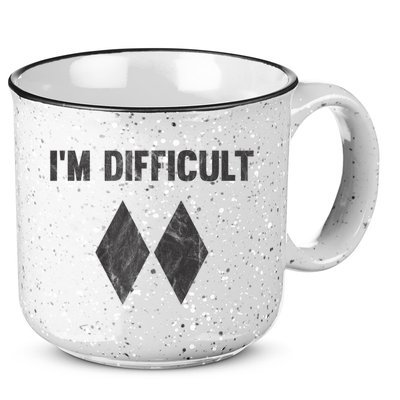Funny Gift I'm Difficult Double Black Diamond Ski Snowboard Gift 15oz Campfire Ceramic Mug