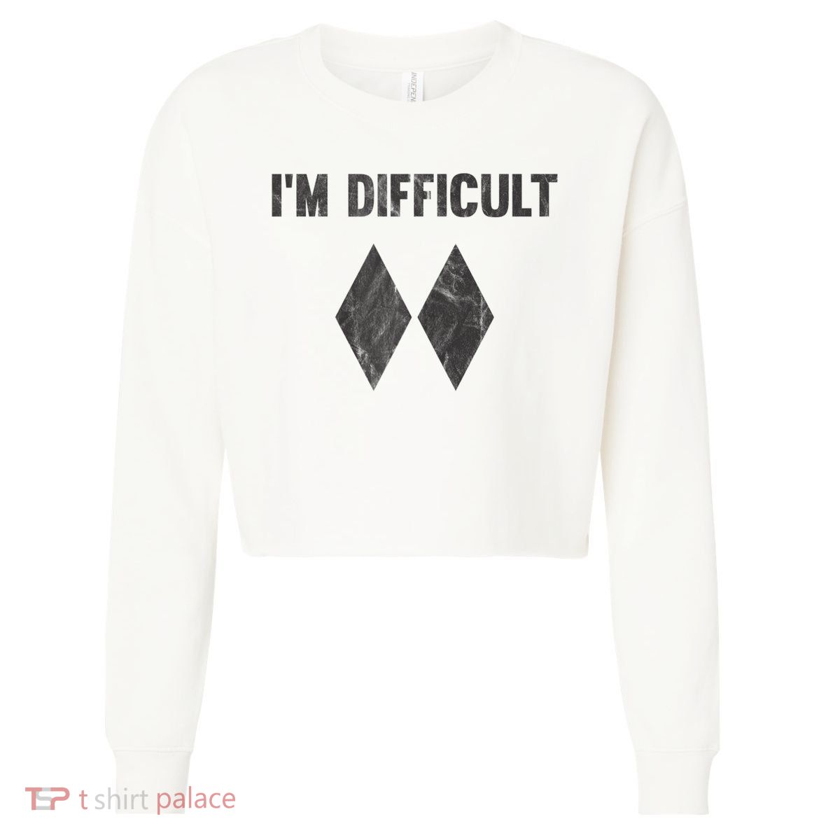 Funny Gift I'm Difficult Double Black Diamond Ski Snowboard Gift Cropped Pullover Crew