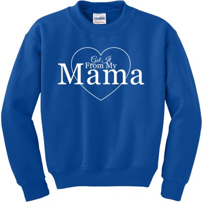 Funny Got It From My Mama White Text Tee With Heart Illustr Cool Gift Kids Sweatshirt