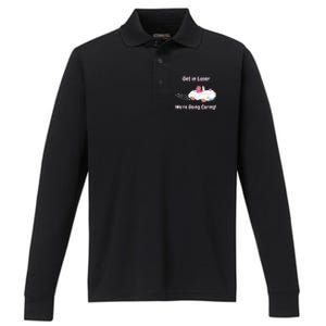 Funny Get In Loser, We're Going Caring Bear Performance Long Sleeve Polo