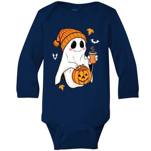 Funny Ghost Ing Coffee Trick Or Treat Pumpkin Bucket Cute Gift Baby Long Sleeve Bodysuit