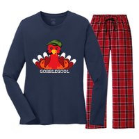 Funny Gobblegool Italian Gobble Turkey Day Fall Thanksgiving Women's Long Sleeve Flannel Pajama Set 