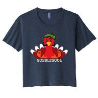 Funny Gobblegool Italian Gobble Turkey Day Fall Thanksgiving Women's Crop Top Tee