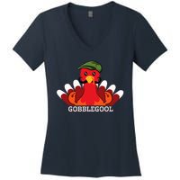 Funny Gobblegool Italian Gobble Turkey Day Fall Thanksgiving Women's V-Neck T-Shirt